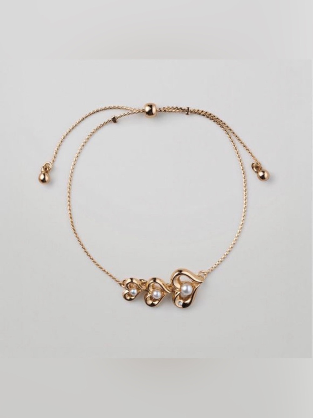 Avon Pearly Heart Trio Pull Cord Bracelet Brand New